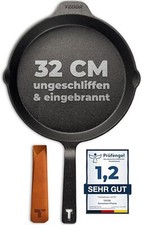 TECOR Gusseisenpfanne 32 cm – ungeschliffen, induktionstauglich & langlebig