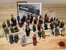 48 Stk. Figuren antik Spielzeug Miniatur Holz Pappe Erzgebirge