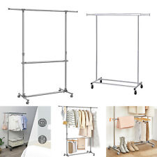 Garderobenständer Kleiderständer Kleiderstange Rollen Metall ausziehbar SONGMICS