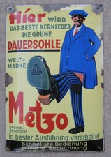 Emailleschild Metzo Schuhsohle 20er Jahre original Emailschild