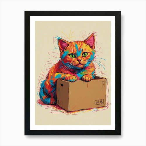 Bunte katze leinwandbild - bunte,