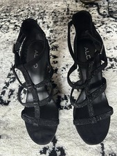 Aldo High Heels Keilabsatz Plateau Schwarz Strass Party Sommer Schuhe 39 Wie Neu