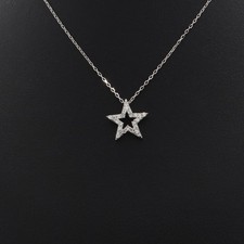 Wert 590 € Diamant Stern Collier (0,06 carat) 750 18 Karat Weiß Gold