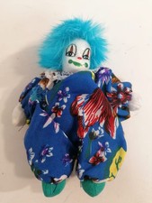 Clown Porzellanpuppe Harlekin Vintage Kleidung aus Stoff Puppe 15cm Deko 147
