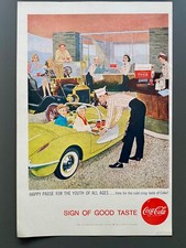 Coca-Cola Corvette C1 American Diner Coke 1958 Vintage Ad Werbung Reklame