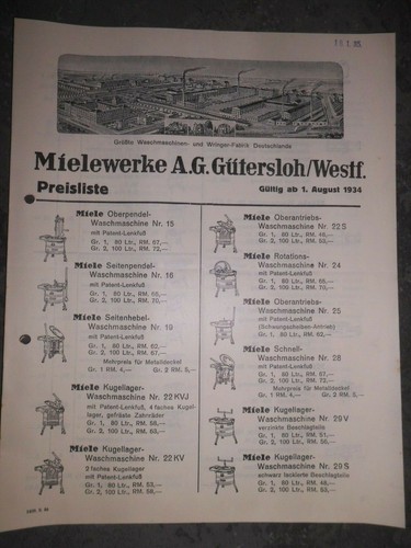 Orig reklame broschüre miele - orig.,
