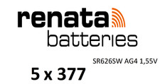 5x Renata 377 Uhren-Batterie