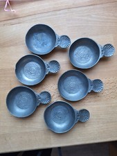 6 Aschenbecher Zinn 6,5 x