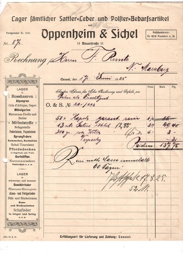Aj3 alte rechnung oppenheim - oppenheim, &