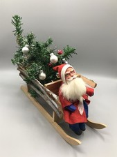 Antiker Großer Weihnachtsmann Schlitten Nikolaus Weihnachten Figur Alt Selten