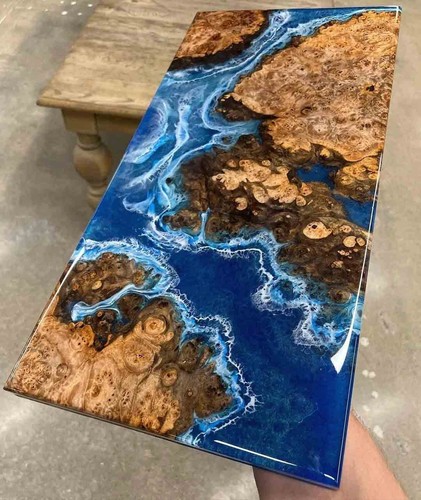 Blue epoxidharz river table - river,
