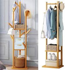 Garderobenständer Kleiderständer Holz Standgarderobe mit Ablage Haken Baumform