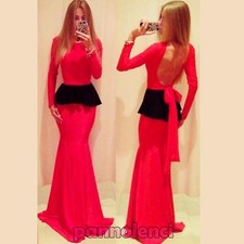 Damen Kleid Langes Kleid Rückenfrei Schlepper Schleife Elegant DL-1460