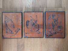 Albrecht Dürer 3 Stk Kupferbilder. Betende Hände, Hase, drei Bauern im Gespräch