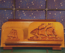 Wand Ablage Brief  Zeitungs Dokumenten  Halter  Holz  Regal "Segelschiff" antik