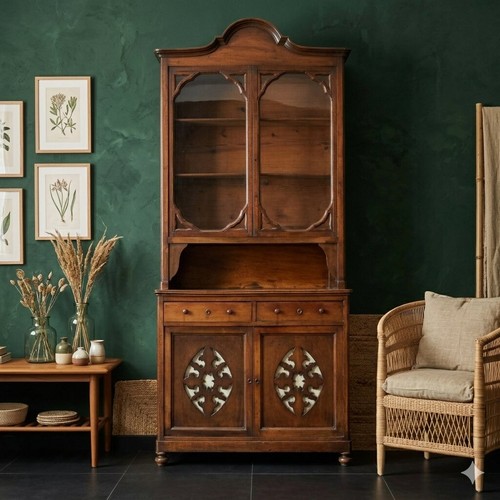 Antike vitrine mit türchen - vitrine,