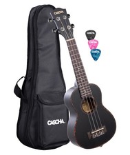 B-WARE Cascha Premium Konzert Mahagoni Ukulele Set Schwarz Einsteiger Tasche