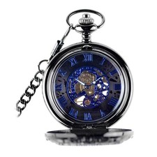 Steampunk Mechanical Pocket Watch Skeleton Handaufzugsuhr, bis zu 24 Stunden