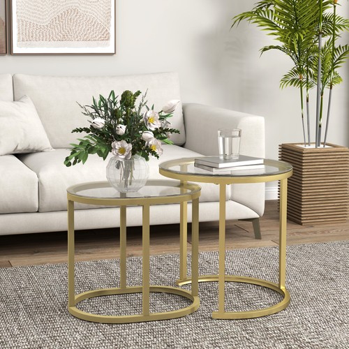 Homcom couchtisch rund 2er set - homcom,