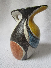 Ruscha Keramik Vase 321/1 Design Wilhelm Herkenroth Henkel-Väschen um 1950 bunt
