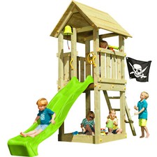 Spielturm KIOSK mit Rutsche Spielhaus Holz Kletterturm Stelzenhaus Sandkasten