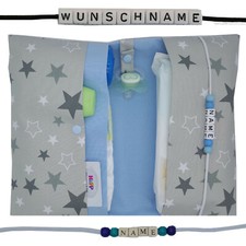XXL Windeltasche mit Name Wickeltasche Junge Geburt Baby Taufe Sterne hellblau