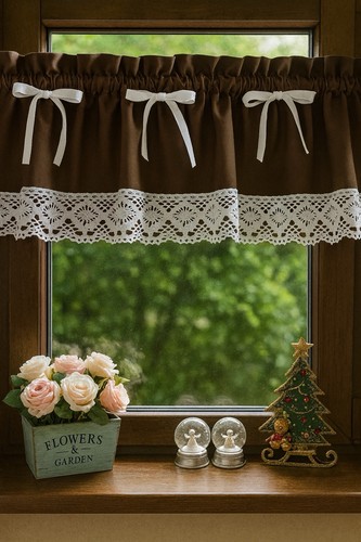 Scheibengardine braun bistro - scheibengardine,