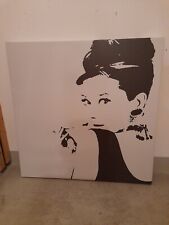 Audré Hepburn, Druck, Leinwand auf  Holzrahmen, schwarz/weiß,  quadratisch 90x90