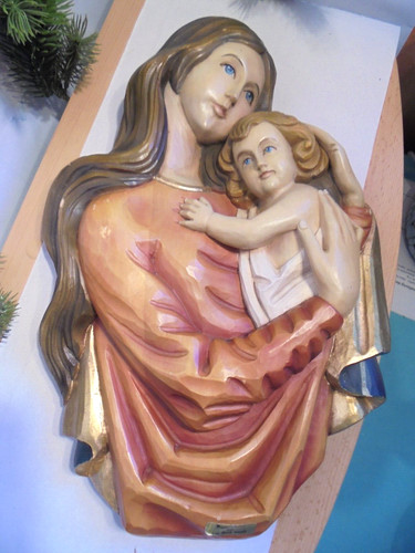 Holzrelief maria mit - holzrelief, kind