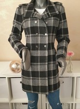 Tom Tailor Karo Jacke Winterjacke Mantel Wollmantel schwarz grau Gr. M