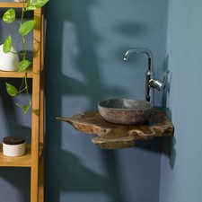 Holz Eck-Waschtischplatte für