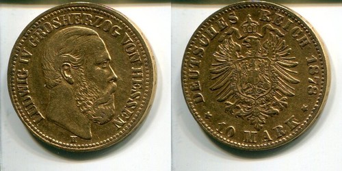 Hessen 1878 10 mark in - mark,