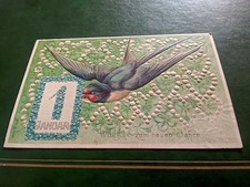 Präge AK - Die besten Wünsche z. Neuen Jahr,  Schwalbe mit Kalenderblatt  - 1905