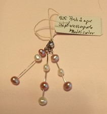 Anhänger Silberstäbe 925 und  9 Süßasserperlen,  Multicolor