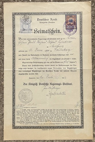 Heimatschein königreich - heimatschein,