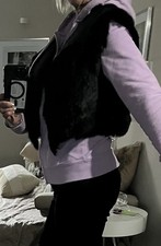 Kurze Echt Fell Weste Schwarz