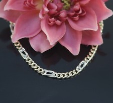 Figaro Armband in 585er / 14 Karat Gelb-&Weiß Gold Wert 1.900 € XXYY