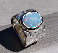 Goldschmiede Ring 925 Silber AA Opal Feuerregen - Kiodesign