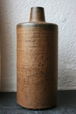 Keramik-Vase braun zylindrisch Solifleur Vase von RUDI STAHL handgetöpfert 20 cm