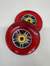 Scooter Rollen 100 mm 2 Stück  Ersatz Rad mit Kugellager Nabe 8mm rot