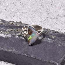 Boulder Opal Ring, 925er Silber, Edelsteinring (22320), mit Mondstein