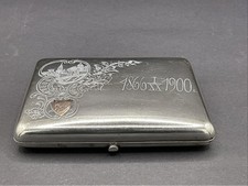 Russisches Silber Zigarettenetui - 84 Zolotniki Goldmontur -128 g