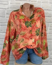 Damen Leinen Bluse Tunika Shirt Hemd Print Langarmhemd  42 44 46 NEU C401