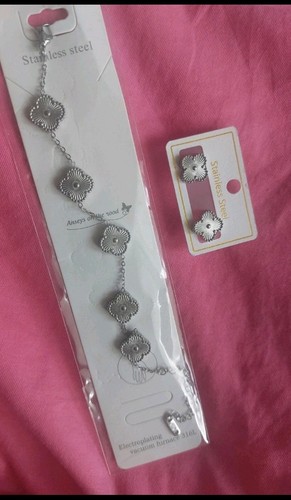 Kleeblatt schmuckset edelstahl - kleeblatt,