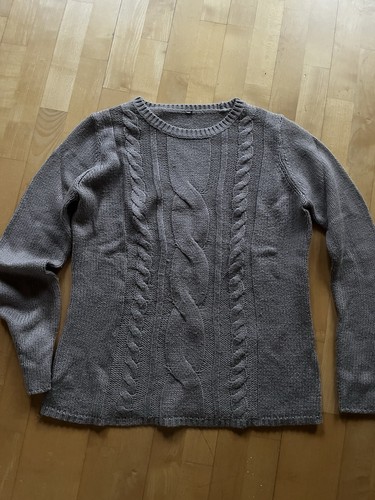 Grauer strickpullover mit - grauer,