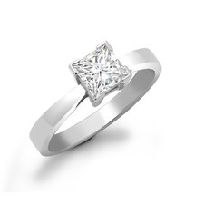 Echter Diamant Solitaire Ring 18ct Weiss Gold Quadrat Princess 0.25 Karat Weight