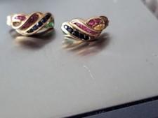 585 Gold Ohrringe Smaragd Rubin 14 Karat Gelbgold