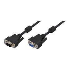 10m S-VGA Kabel VGA Verlängerung Stecker/Buchse Ferritkern schwarz 15pol