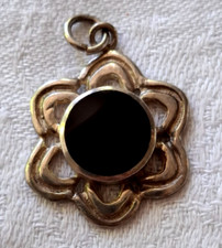 Anhänger Silber 925 Vintage schwarzer Onyx Blume