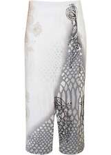 Neu Midi-Strickrock mit Paisleymuster Gr. 52/54 Wollweiß Grau Beige Damen Skirt